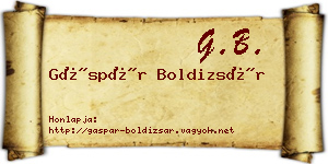 Gáspár Boldizsár névjegykártya